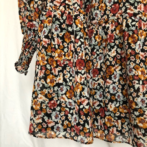 Dynamite Floral Smocked Mock Neck Dress - Picture 2 of 5